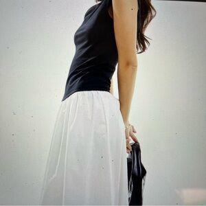 ASOS DESIGN Maxi Black Top Ivory Skirt Size 12-14 NWOT